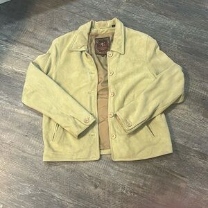GUC cream colored leather jacket size small